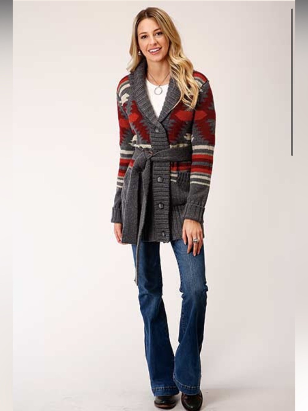 AZTEC BELTED CARDIGAN M